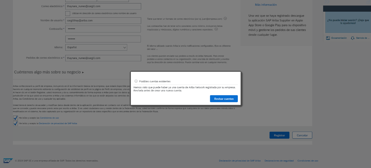Check existing accounts  1